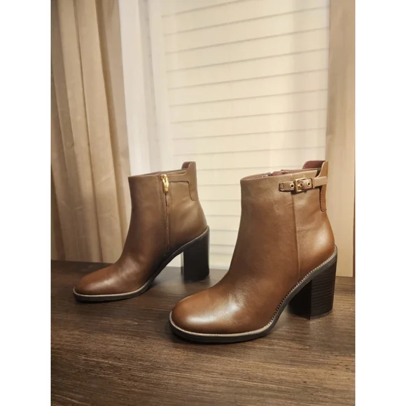 Franco Sarto Rivet LEATHER Buckle Ridding Boots Booties SZ 9.5 M Umber Brown - Picture 7 of 16